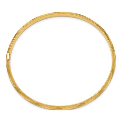 14K Yellow Gold Diamond-Cut Oval Bangle Bracelet – view 3
