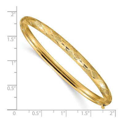 14K Yellow Gold Diamond-Cut Oval Bangle Bracelet – view 4