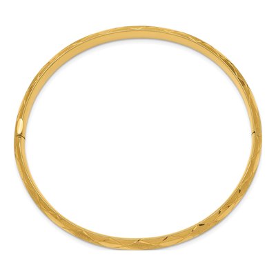 14K Yellow Gold Diamond-Cut Hinged Bangle Bracelet – view 3