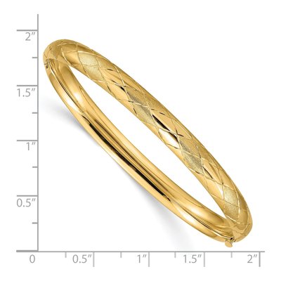 14K Yellow Gold Diamond-Cut Hinged Bangle Bracelet – view 4