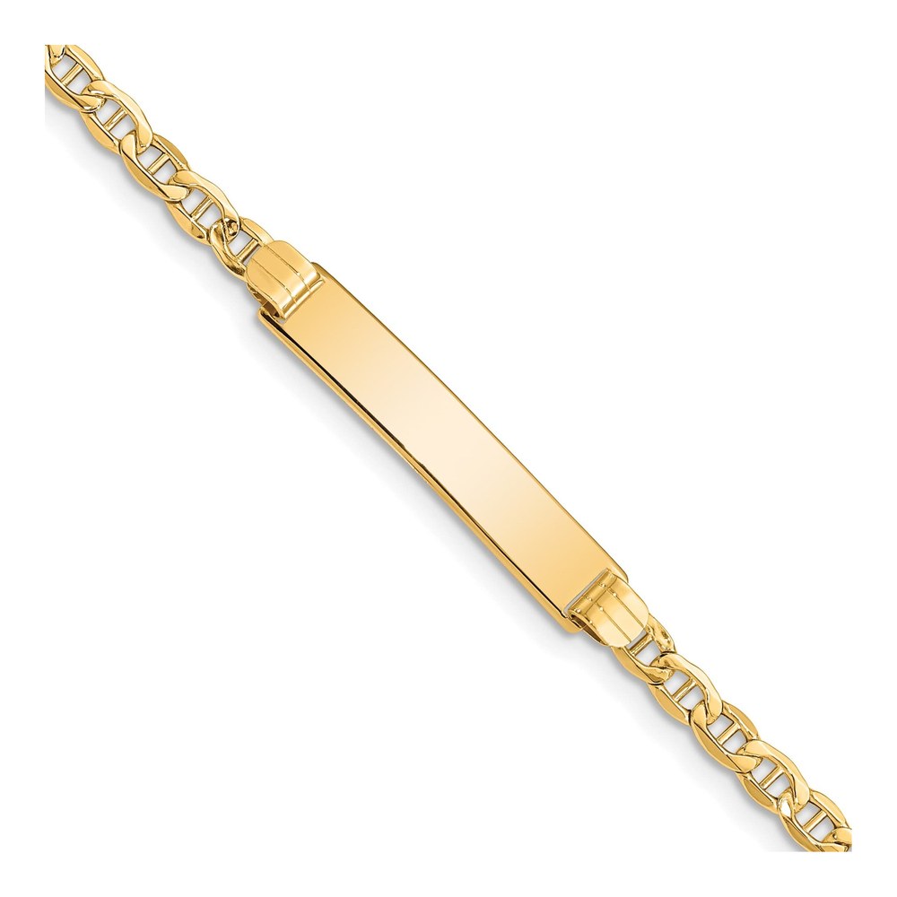 14K Yellow Gold Anchor Link ID Bracelet, 7 In