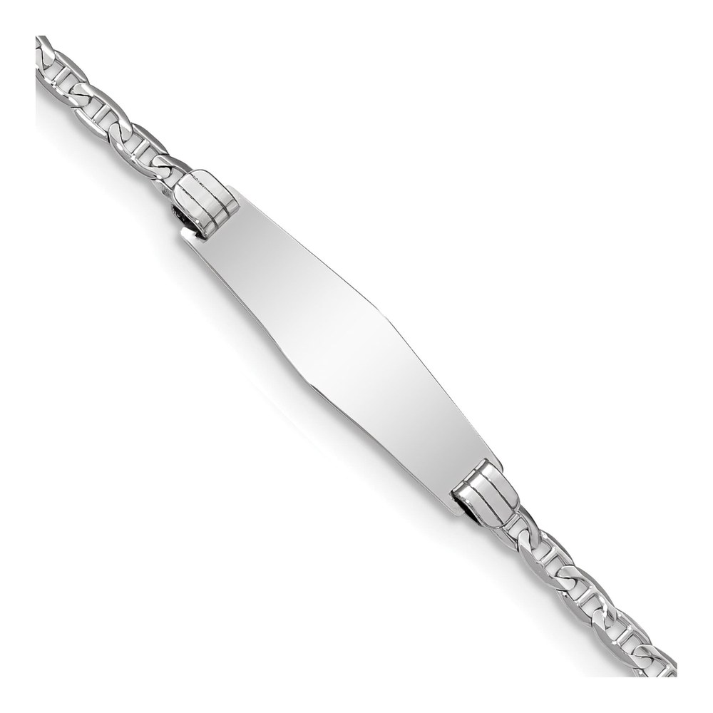 14K White Gold Anchor Link ID Bracelet