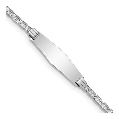 14K White Gold Anchor Link ID Bracelet