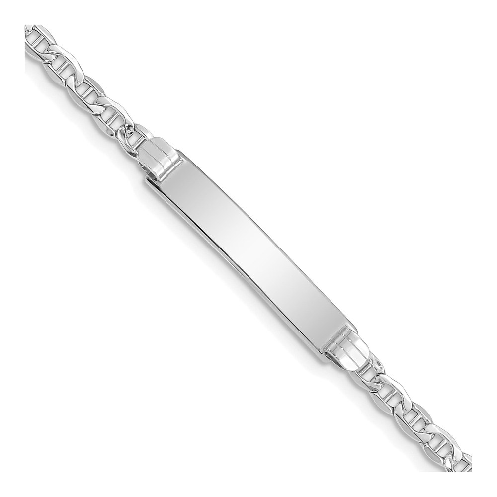 14K White Gold Anchor Link ID Bracelet