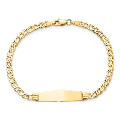 14K Yellow Gold Cuban Link ID Bracelet, 7 in – view 5