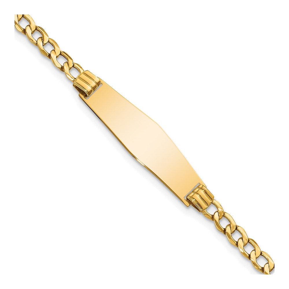 14K Yellow Gold Cuban Link ID Bracelet, 7 in
