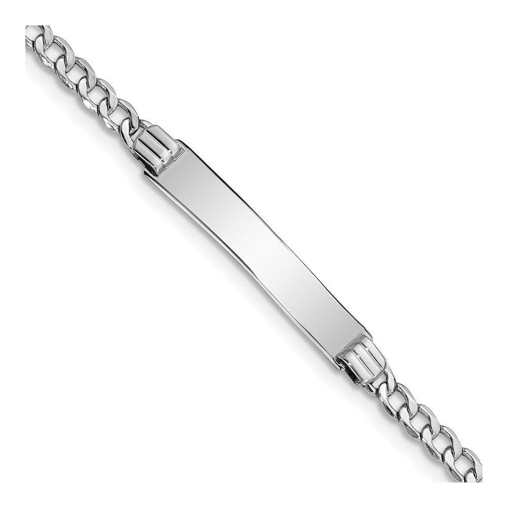 14K White Gold Cuban Link ID Bracelet