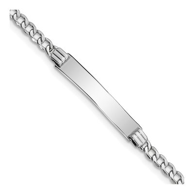 14K White Gold Cuban Link ID Bracelet
