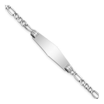 14K White Gold Figaro ID Bracelet