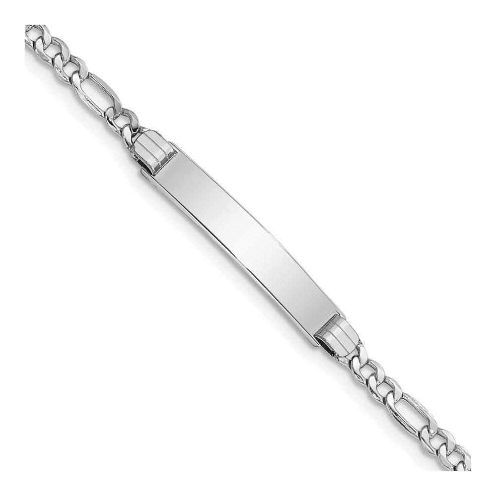 14K White Gold Figaro ID Bracelet