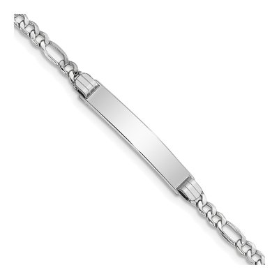 14K White Gold Figaro ID Bracelet