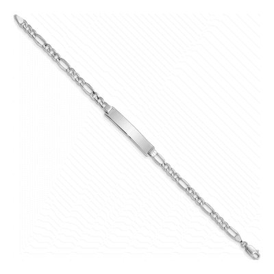 14K White Gold Figaro ID Bracelet – view 3