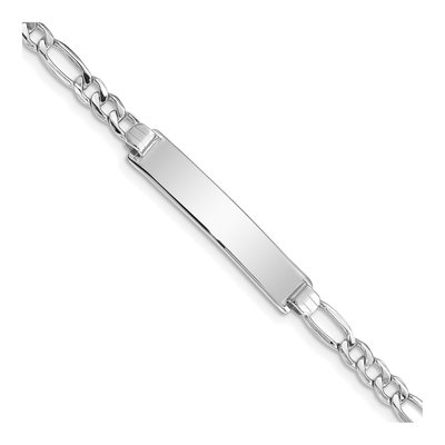 14K White Gold Figaro ID Bracelet