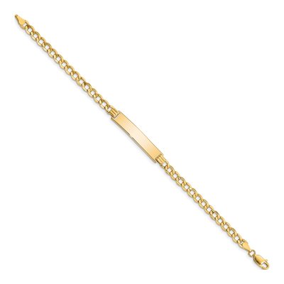 14K Yellow Gold Curb Link ID Bracelet – view 3