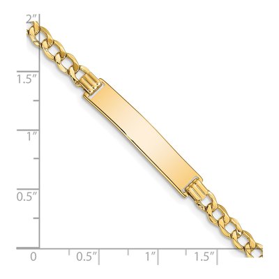 14K Yellow Gold Curb Link ID Bracelet – view 4