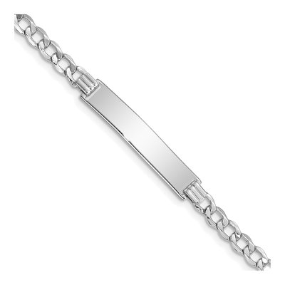 14K White Gold Curb Link ID Bracelet