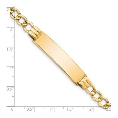 14K Yellow Gold Curb Link ID Bracelet – view 4