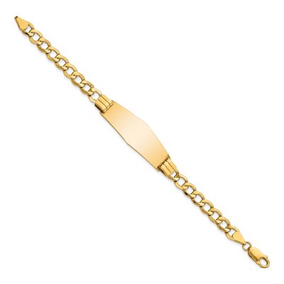 14K Yellow Gold Curb Link ID Bracelet – view 3