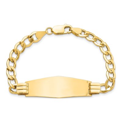 14K Yellow Gold Curb Link ID Bracelet – view 5