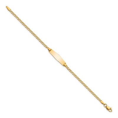 14K Yellow Gold Baby Cuban Link ID Bracelet – view 3