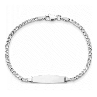 14K White Gold Cuban Link Baby ID Bracelet – view 5