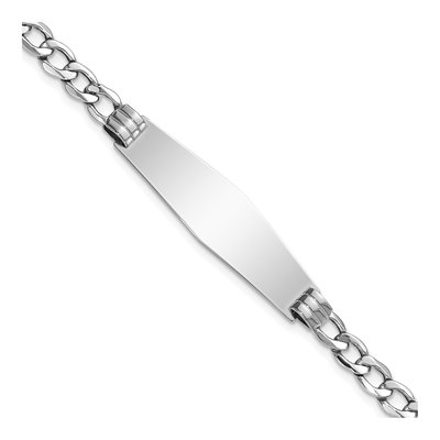 14K White Gold Cuban Link ID Bracelet