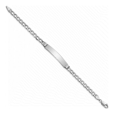 14K White Gold Cuban Link ID Bracelet – view 2