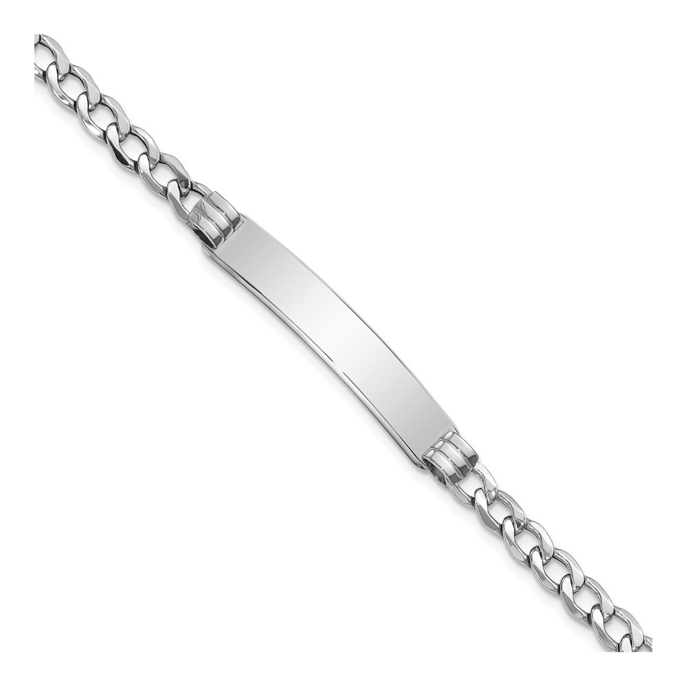 14K White Gold Cuban Link ID Bracelet