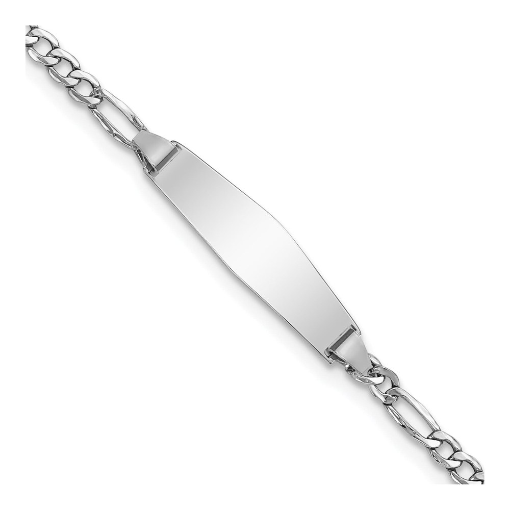 14K White Gold Figaro ID Bracelet