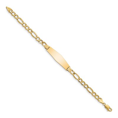 14K Yellow Gold Figaro Link ID Bracelet – view 3