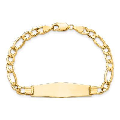 14K Yellow Gold Figaro Link ID Bracelet – view 5
