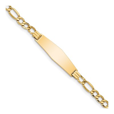 14K Yellow Gold Figaro Link ID Bracelet