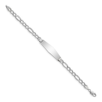 14K White Gold Figaro ID Bracelet – view 3
