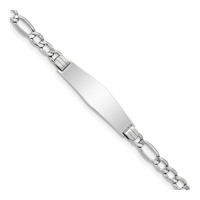 14K White Gold Figaro ID Bracelet