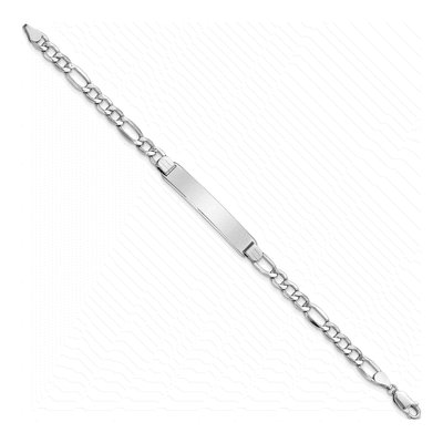 14K White Gold Figaro ID Bracelet – view 3