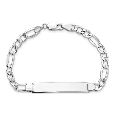 14K White Gold Figaro ID Bracelet – view 5