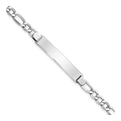 14K White Gold Figaro ID Bracelet