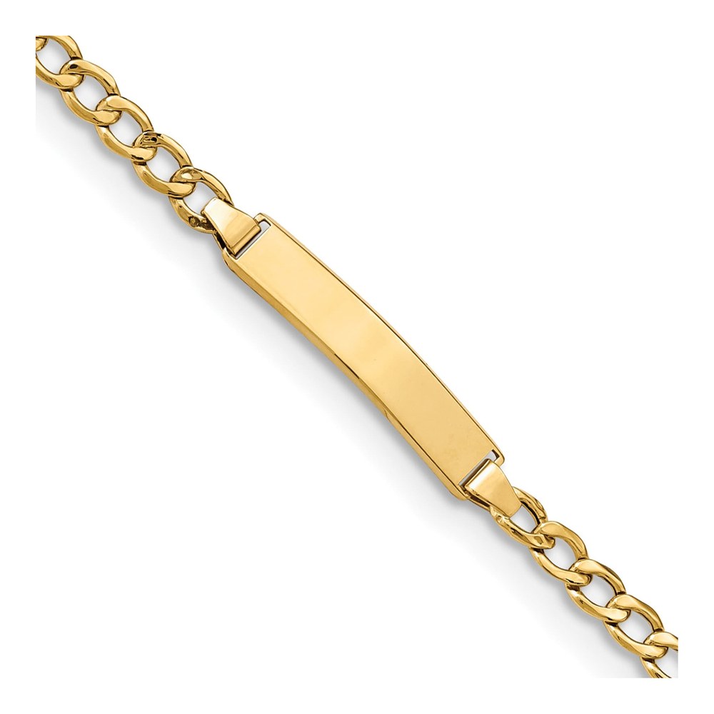 14K Yellow Gold Cuban Link ID Bracelet, 8 in