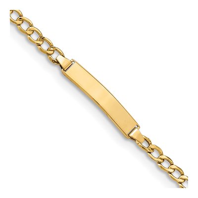 14K Yellow Gold Cuban Link ID Bracelet
