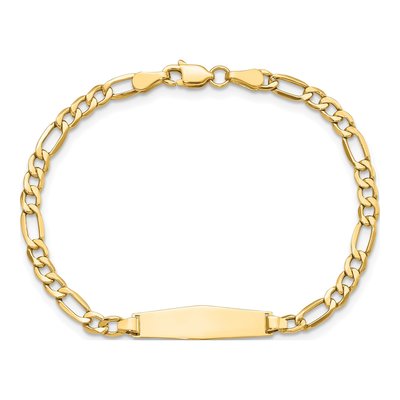 14K Yellow Gold Figaro for Baby Child ID Bracelet – view 5