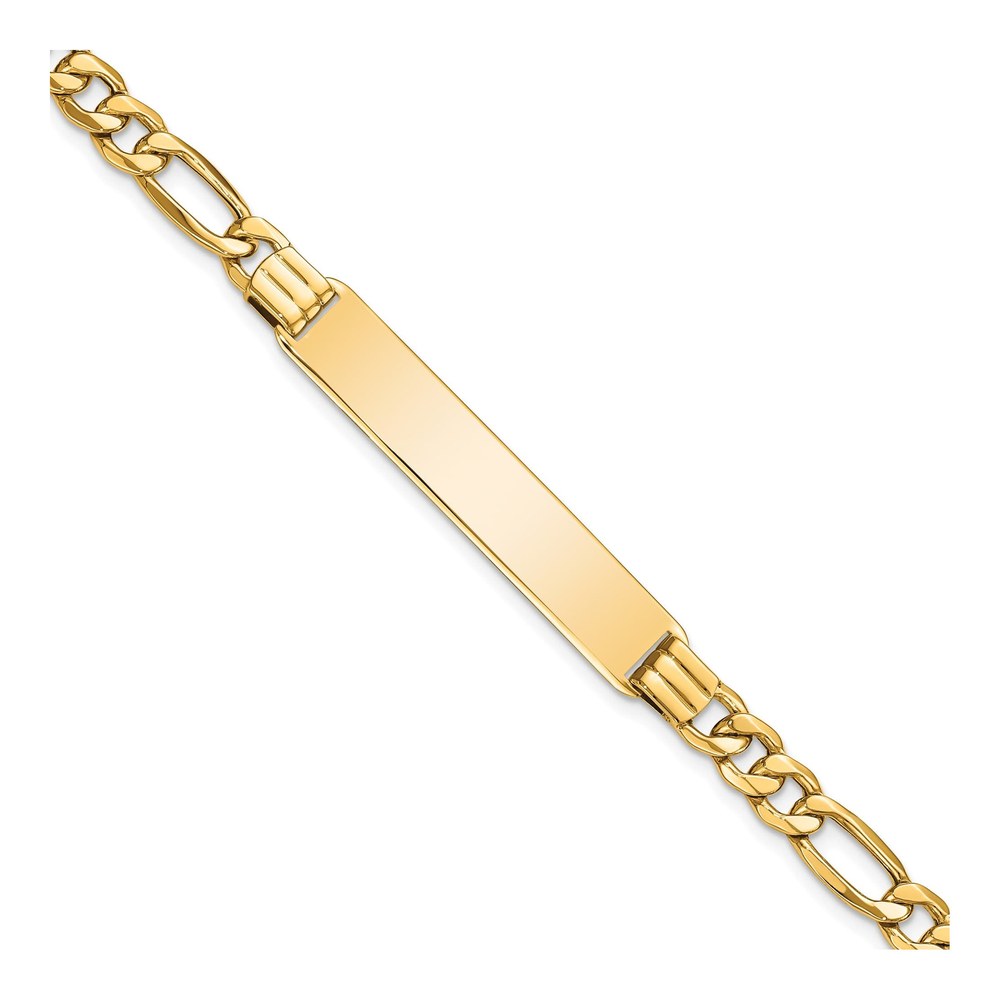 14K Gold Figaro Link 7" ID Bracelet, Engravable