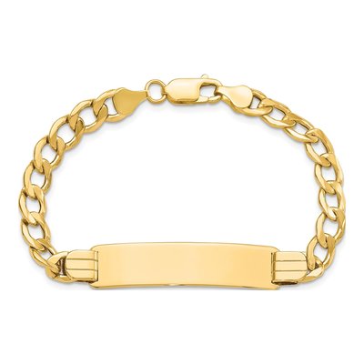 14K Yellow Gold Curb Link ID Bracelet – view 4