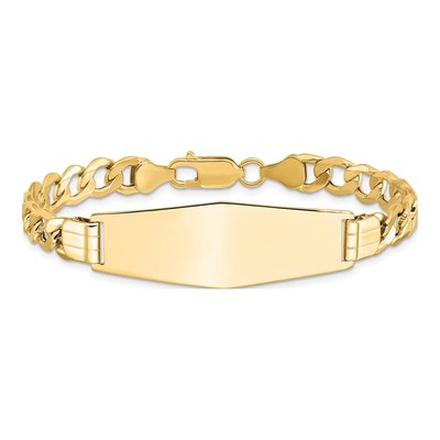 14K Yellow Gold Curb Link ID Bracelet – view 4