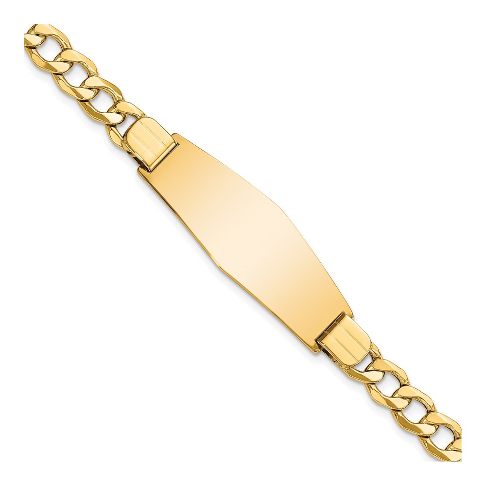 14K Yellow Gold Curb Link ID Bracelet, Engravable