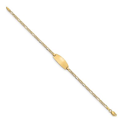 14K Yellow Gold Figaro for Baby Child ID Bracelet – view 4