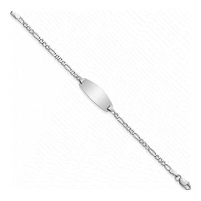 14K White Gold Figaro ID Bracelet – view 3