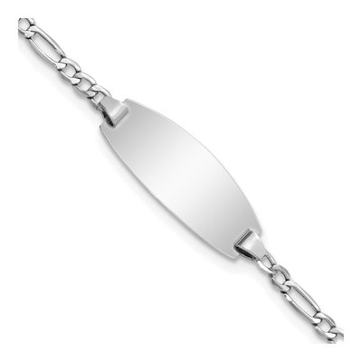14K White Gold Figaro ID Bracelet
