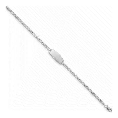 14K White Gold Figaro for Baby Child ID Bracelet – view 2