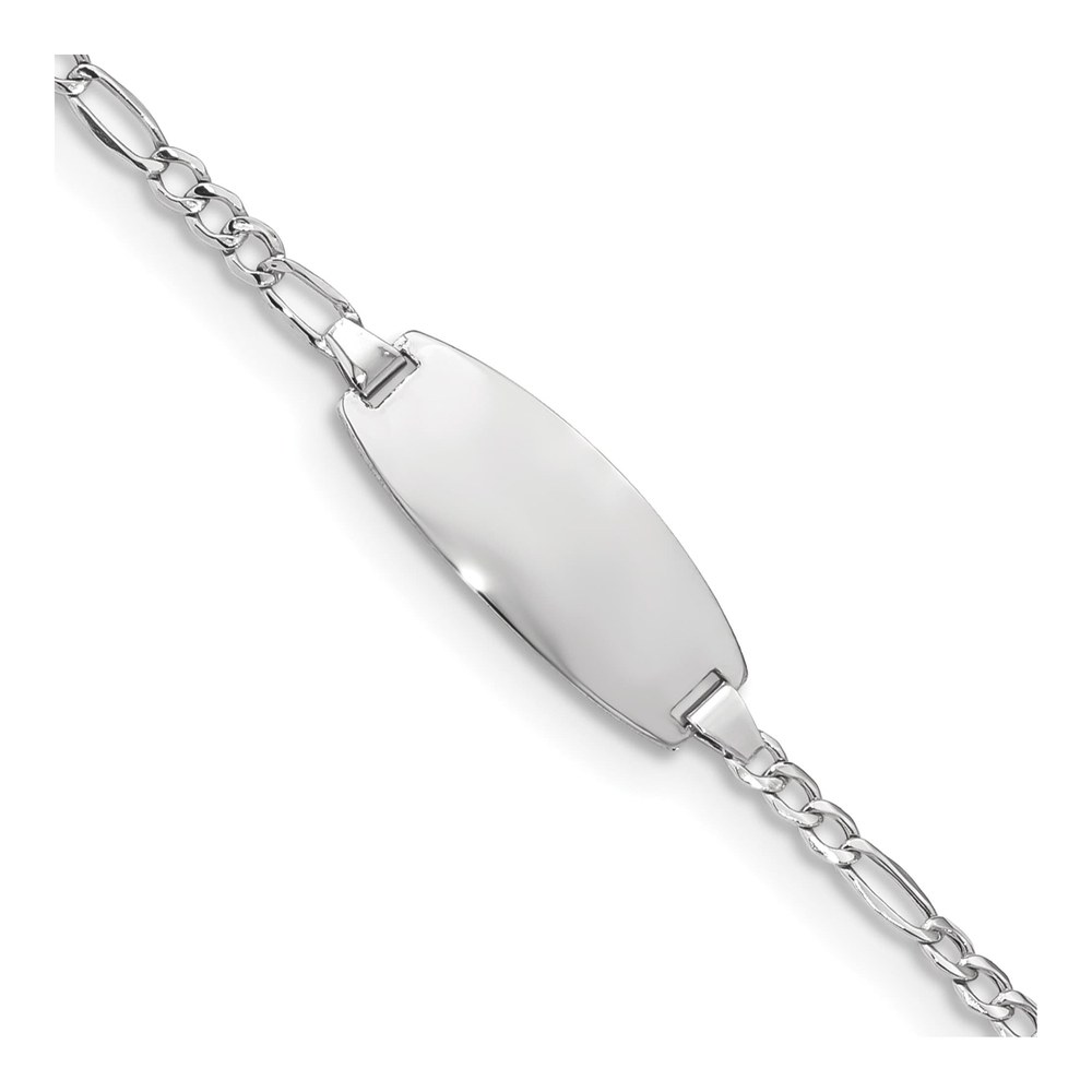 14K White Gold Figaro for Baby Child ID Bracelet