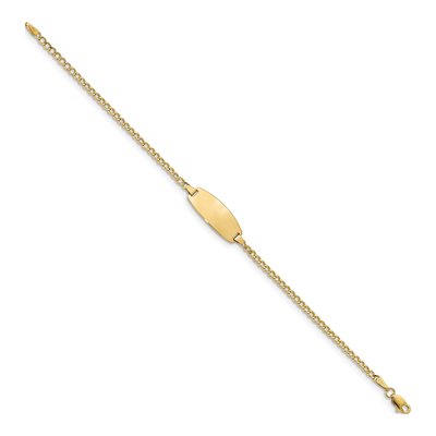 14K Yellow Gold Curb Link ID Bracelet – view 2